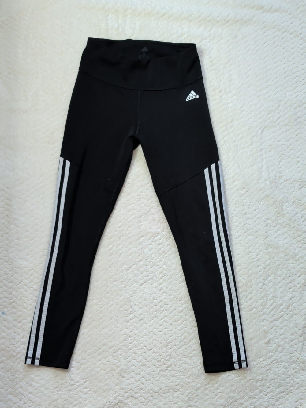 adidas Black Leggings with White Triple Side Stripes